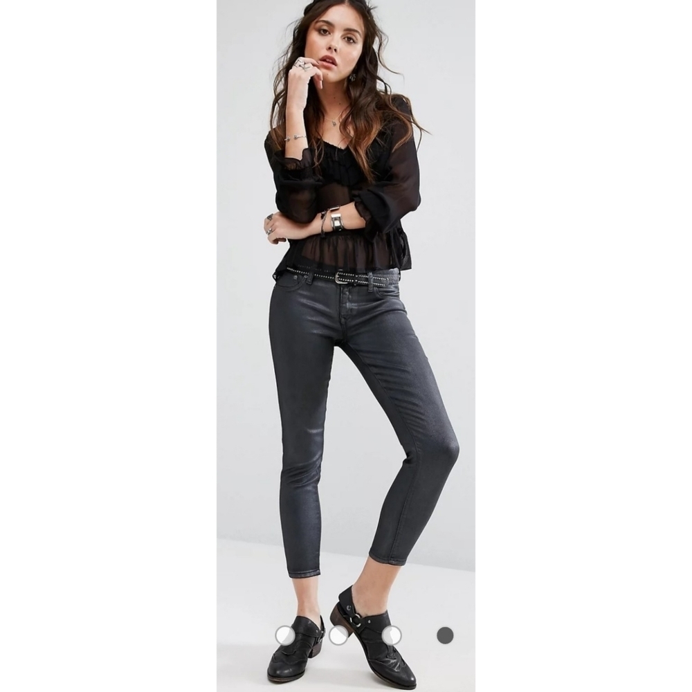 Lovers + Friends Ricky Coated denim Skinny  jeans Ashbury Size 27